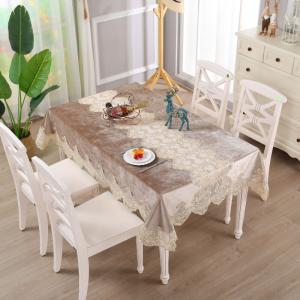 Most Popular Premium Rope Embroidery Lace Velvet Table Cloth