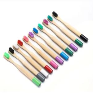 Painted kids round stick bamboo toothbrush