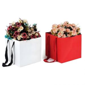Custom Flower Paper Bags Wholesale Square Bags