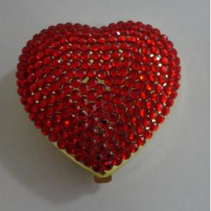 Red Crystal Heart Compact Mirror 