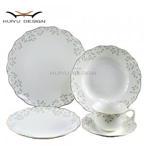 New bone china waved rim leaf 20pcs dinner set