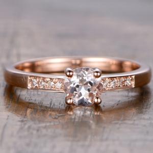 5mm Round Morganite and Diamond Engagement Ring 14