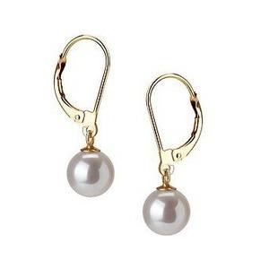 White Freshwater Dangle Pearl 7.0-9.5 mm Earrings