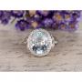 Big 5.15ct Oval Cut Aquamarine and Diamond Engagem